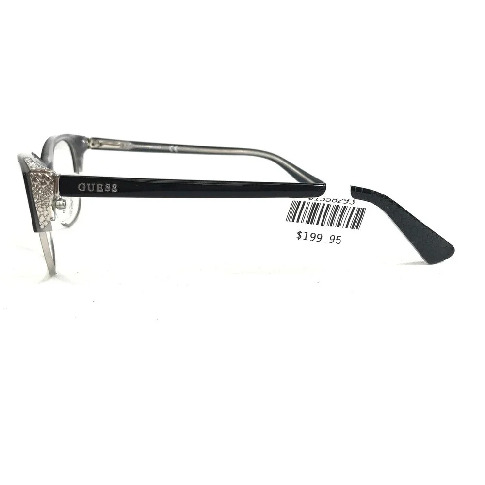 Guess Eyeglasses Frames GU2590 001 Black Silver Cat Eye Full Rim 52-17-135